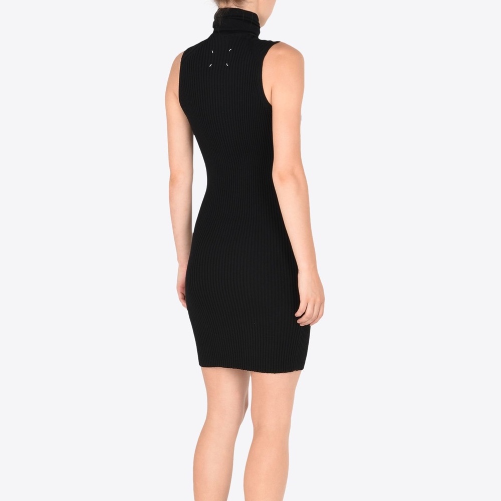 Maison Margiela Main Line Turtle Neck sleeveless dress black and ribbed
